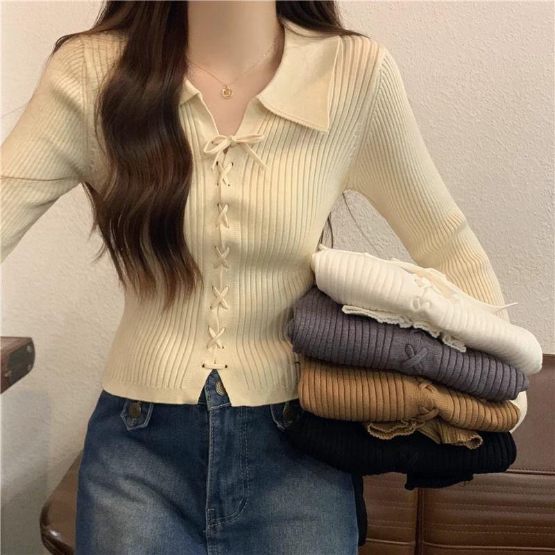 Product Introduction of Áo Len Dệt Kim, Dài Tay, Cổ Polo, Hàng Mới Về Mùa Thu 2024, Áo Len Mặc Trong, Ngắn Và Nhỏ, Có Thể Mặc Bên Trong Áo Len, Dành Cho Nữ, Thích Hợp Cho Mùa Thu Và Mùa Đông 30