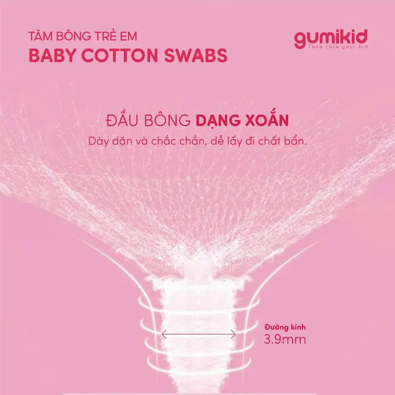 Tăm bông cho bé sơ sinh trẻ em bông tự nhiên Gumi 180 PCS 3