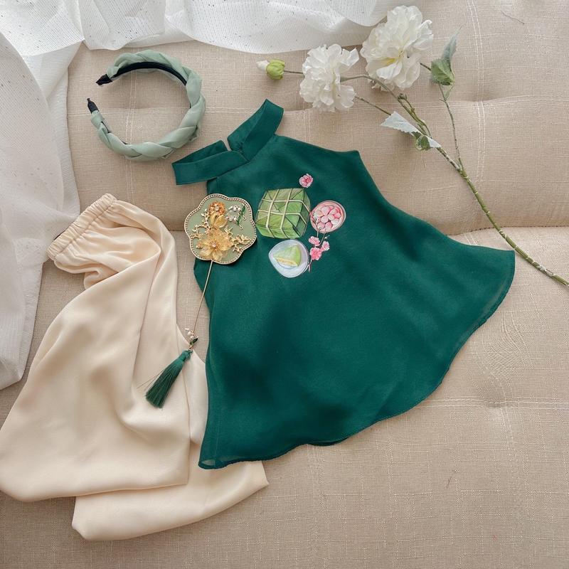 Set yếm đào bánh chưng Hồng, Xanh 2