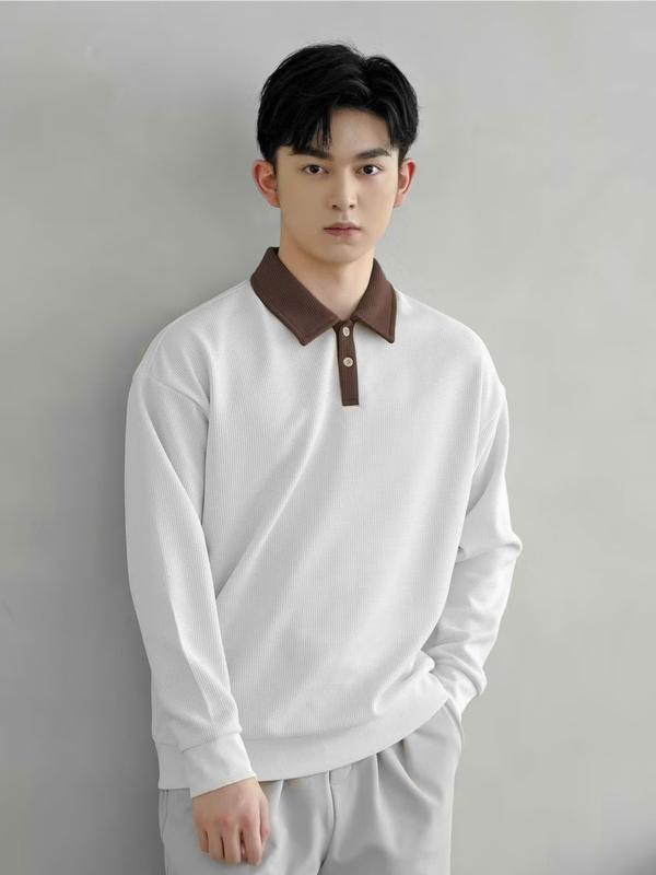  Áo Thun Dài Tay Nam MAN+ tổ ong - Áo POLO dài tay nam cổ bẻ áo Giữ nhiệt nam Menswear 