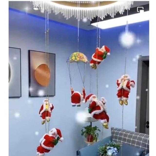 Đồ chơi Ông già Noel leo dây, nhảy dù, nhiều mẫu có nhạc có đèn đáng yêu, đồ trang trí Giáng sinh