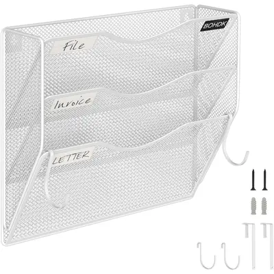 Kuntine.B 3-Pack Clear Wall Mount File Holders - Single Pocket Organizer For Mail & Magazines