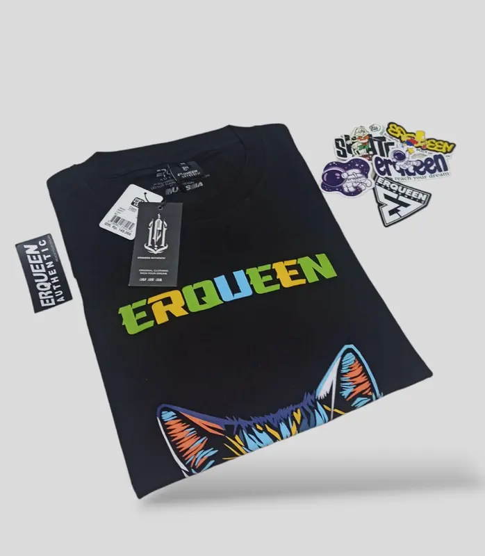 ERQUEEN Kaos Pria Wanita cyber punk cotton combad 24s Lembut Nyaman Sablon Tebal 1