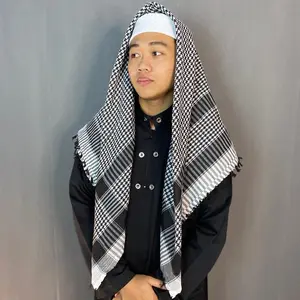 SORBAN PALESTINE HITAM PUTIH SEGI EMPAT PREMIUM