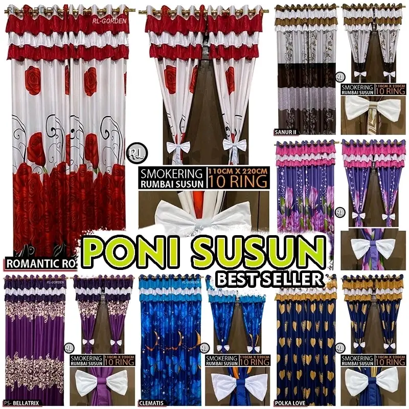 Gorden pintu & jendela poni susun motif best seller