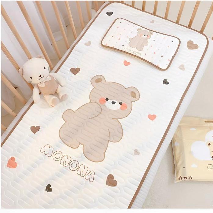 Bộ Chiếu Điều Hoà Kèm Gối Tencel MONONA Cao Cấp Thảm Trải Nôi Cũi Thảm Nằm Thoáng Mát Cho Bé KT 60x120cm Mới