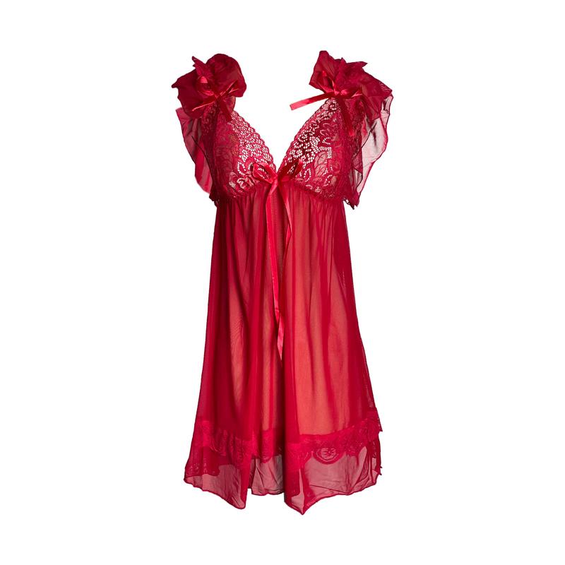 Product Introduction of [Red Pink] Lingerie Dress Fit Hitam Big Jumbo Size Baju Tidur Daster Jumbo Wanita Premium X3P 1