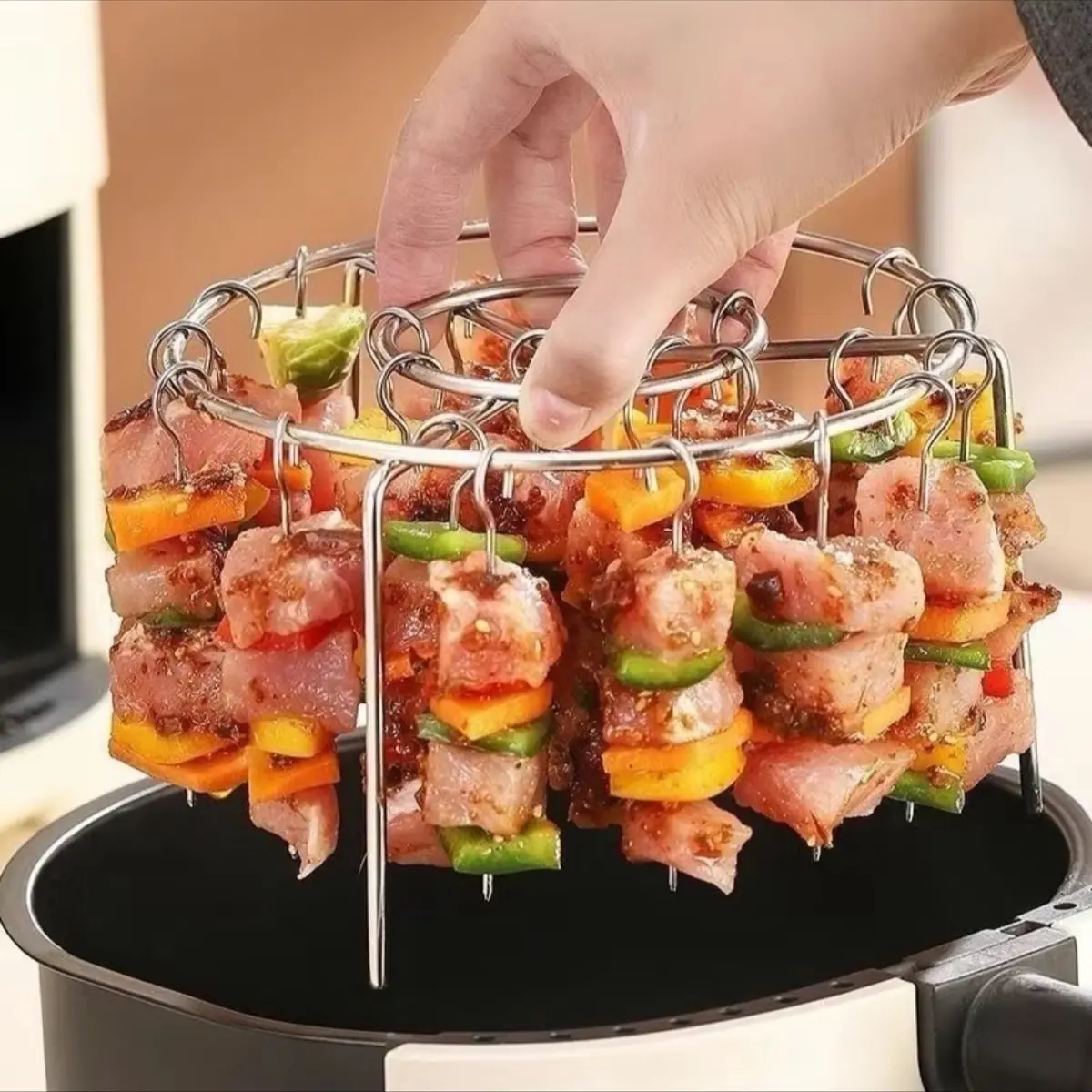 Giá Nướng/Xiên Thịt Nướng 24 Xiên Cho Nôi Chiên Không Dầu Chất Liệu Inox 304 Không Rỉ An Toàn