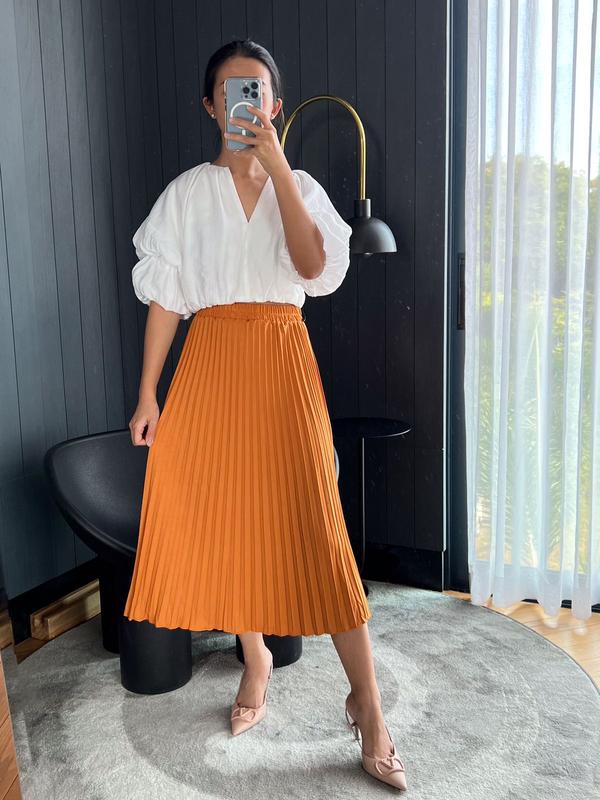 Rok Plisket Midi / Rok Plisket Tanggung / Rok 7/8  / Plisket Premium / Pleated Skirt 1