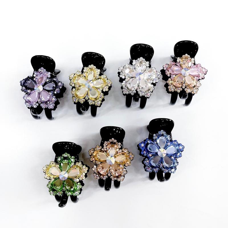 Kẹp tóc càng cua 3 răng đính đá hoa mai pha Lê cao cấp mã KT33