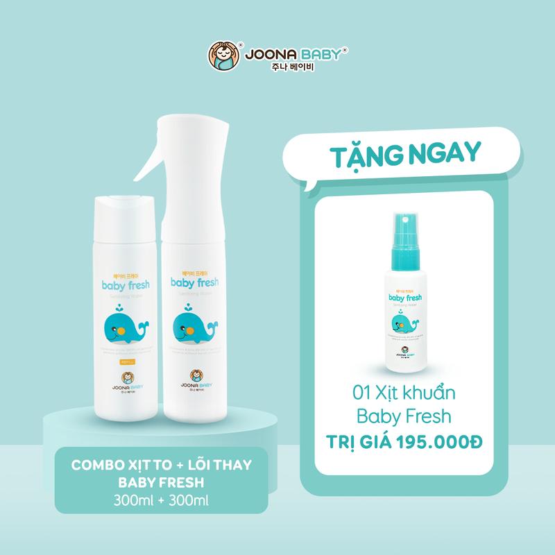 (CHỈ CÓ TRONG LIVESTREAM - TẶNG XỊT KHUẨN 60ML GIÁ 195K) Combo xịt diệt khuẩn, khử mùi 300ml và lõi thay thế to Baby Fresh an toàn cho bé 300ml