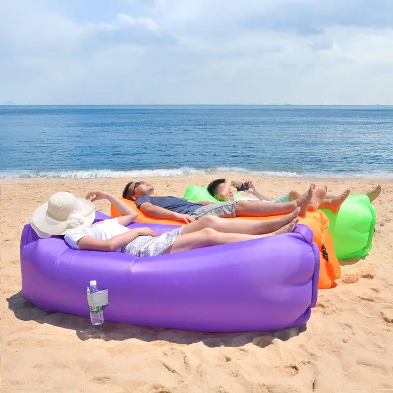 Lazy inflatable sofa outdoor portable beach air sofa folding camping inflatable sofa bed sleeping bag single