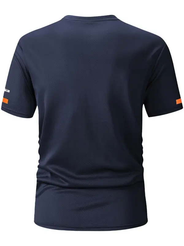 Men's Solid Quick Drying Short Sleeve Tee, Regular Fit Casual Breathable Round Neck T-shirt for Daily Wear, Men's Top for All Seasons 8