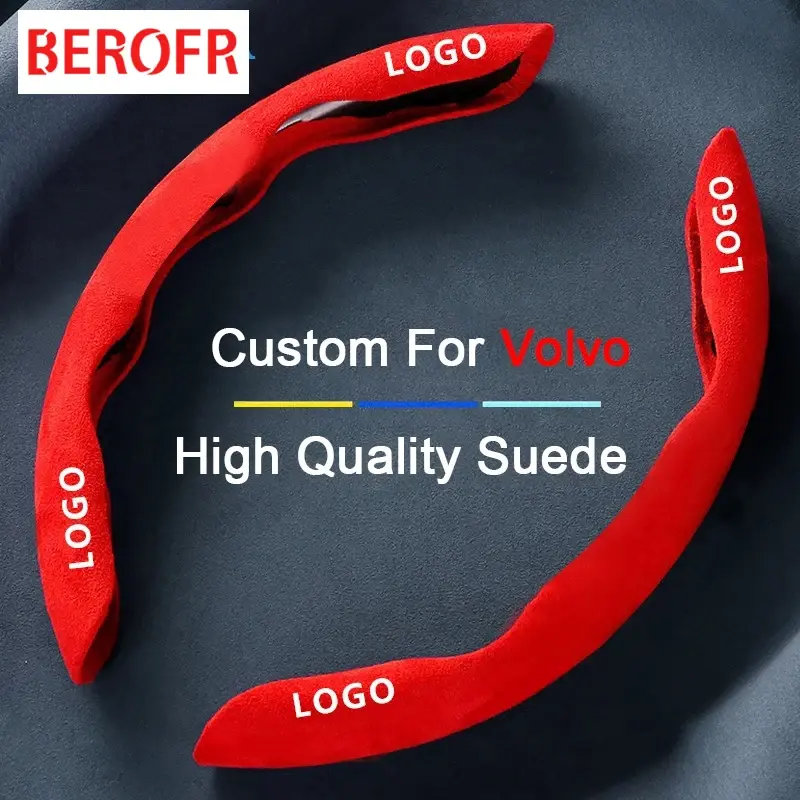 Car Steering Wheel Cover Non-slip Suede Custom logo For Volvo XC40 XC60 XC70 XC90 V60 V90 S60 S80 S90 C30 C70 Car Accessories