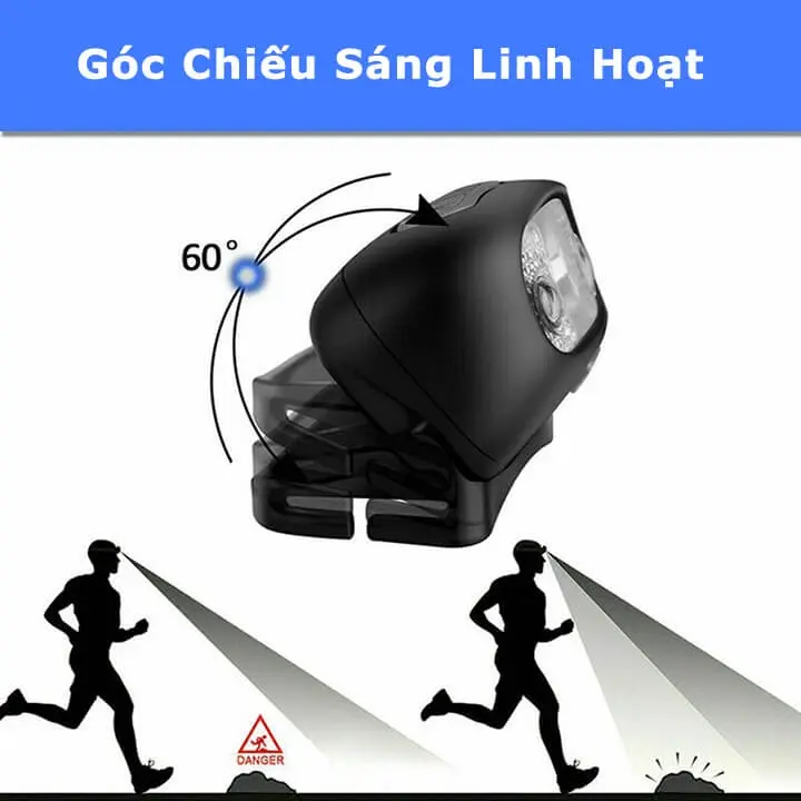 Đèn Pin LED đội đầu cảm biến bằng tay chống nước kèm sạc USB Phụ Kiện 1