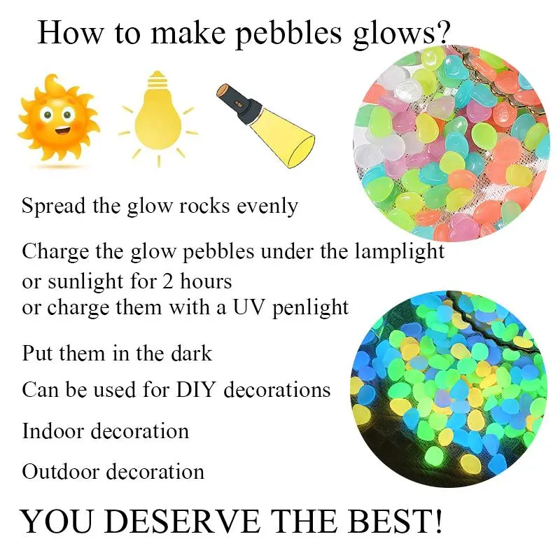 Artificial Luminous Pebbles, Bonsai Decorative Stone, Decorative Small Stones for Garden, Aquarium, Lawn, Fish Tank Decoration 4