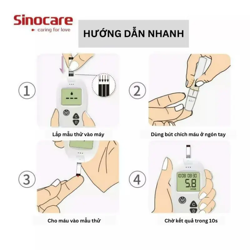 Máy Đo Đường Huyết SINOCARE Safe Accu Đo Nhanh Chính Xác Bảo Hành Trọn Đời may do duong huyet 7