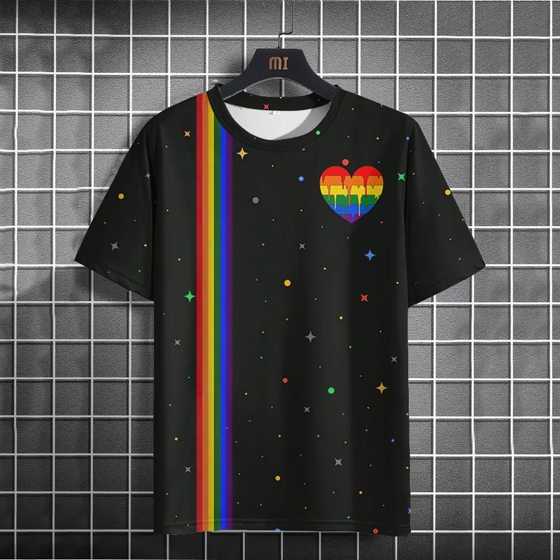 Áo Thun LGBT, In Họa Tiết Cầu Vồng Tháng Tự Hào, Hợp Xu hướng Mới 2024, Dành Cho Nam Và Nữ, Phong Cách Thường Ngày Áo Sơ Mi ngắn Tay Mùa Hè Tình Yêu Đồng Tính Nữ Menswear Menswear 4