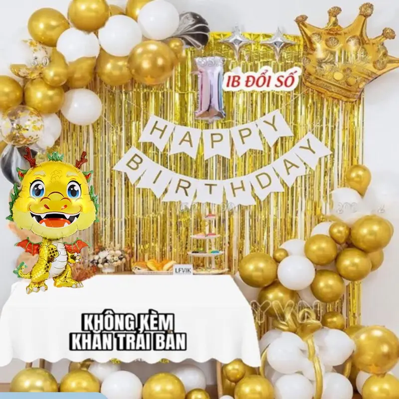 Combo Set Bóng Bay Trang Trí Sinh Nhật Tuổi Rồng Vàng 999 Cho Bé Trai Và Bé Gái Tại Nhà Dễ Làm 4