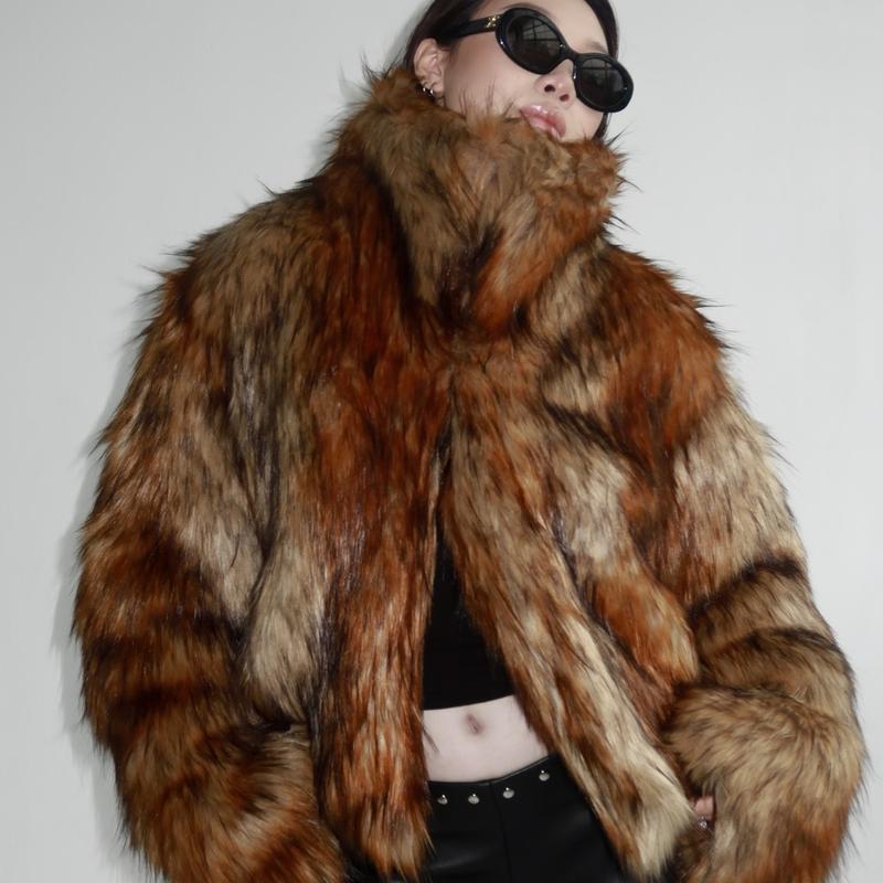 ÁO KHOÁC LÔNG GIẢ NÂU VÀNG F3 FW23 | AYSERKRIS 4