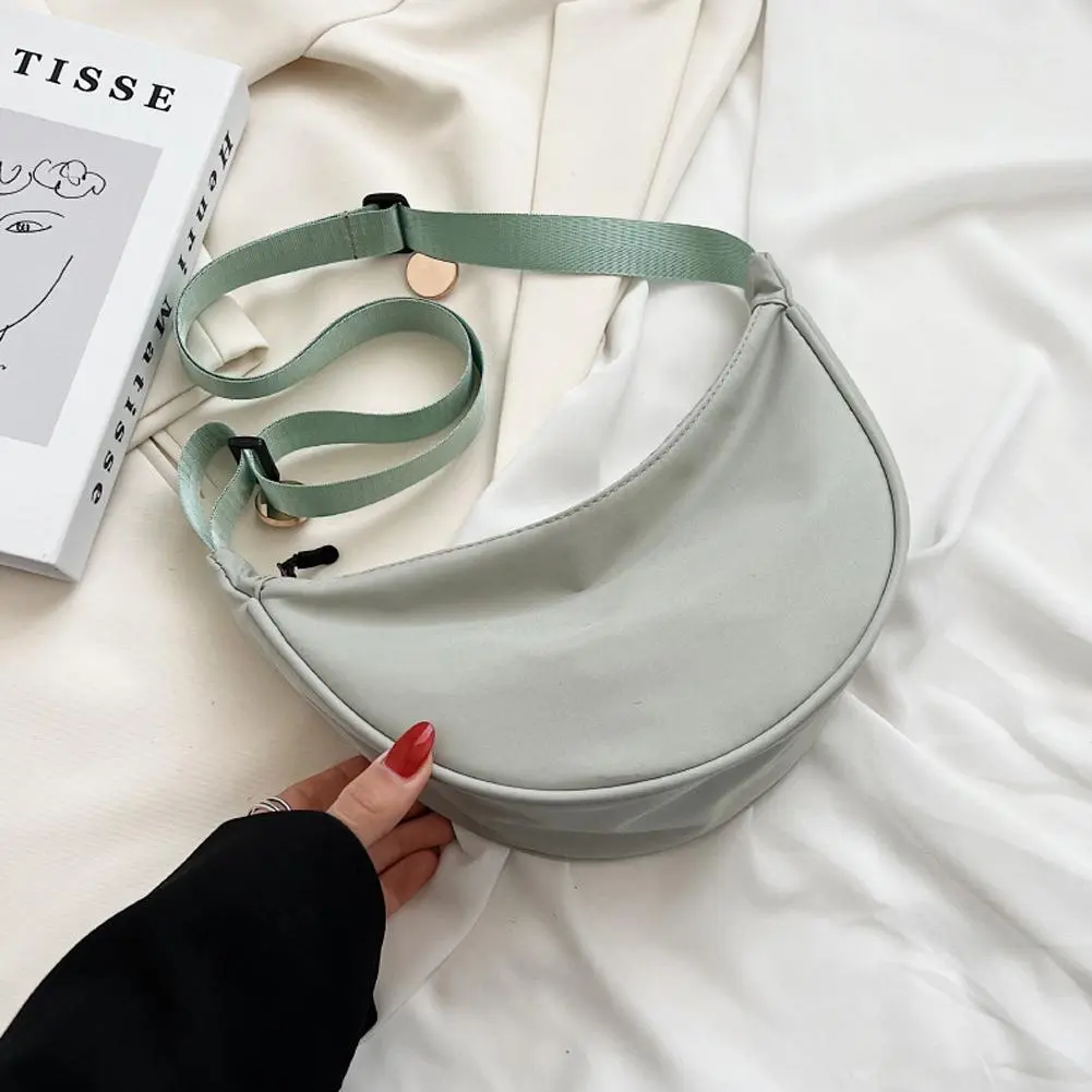 New Nylon Messenger Bags Fashion Dumpling Bag For Women Nylon Crossbody Bag Half Moon Armpit Bag Large Shoulder Bags