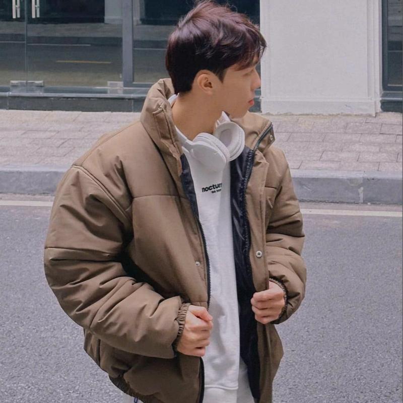 Áo Phao Bông Tấm, Áo Khoác Chần Phao , KHÔNG DỒN BÔNG KHI GIẶT Jacket Menswear Nam Có Túi Màu Đen