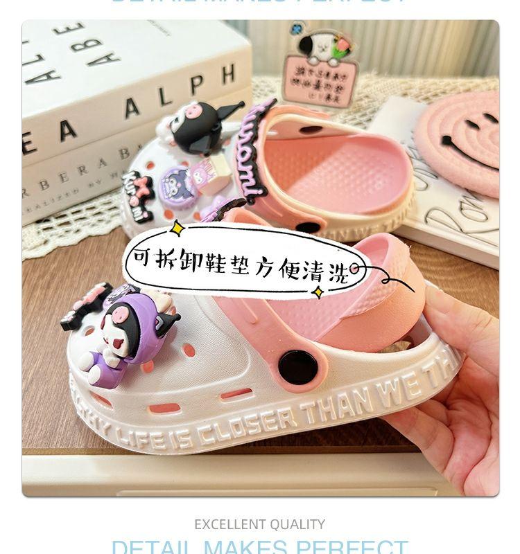 Product Introduction of Kuromi children's internet famous slippers, cool shoes, girls' hole shoes, funny girls' Kuromi fans, anti slip summer women's swimming one piece FNI6 5