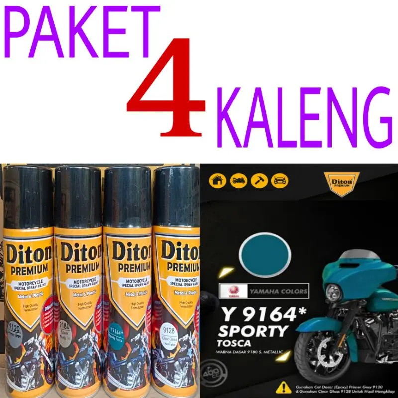 PAKET 4 KALENG pilok pilox diton premium sporty tosca y9164 400cc hijau tosca biru tosca diton premium