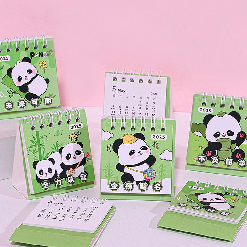Lịch Để Bàn Mini Hoạt Hình, Lịch Bỏ Túi Cầm Tay Thiết Kế Hình Động Vật Gấu Trúc Dễ Thương, Quản Lý Lịch Trình Thời Gian, Đồ Trang Trí Để Bàn, Năm 2025 0