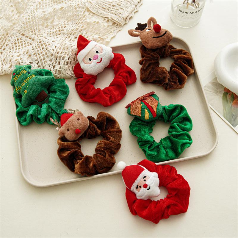 Product Introduction of 1-3 pcs Cartoon Christmas Elastic Hair Ties Cute Santa Claus Christmas Tree High Ponytail Hair Rope Sweet Hair Accessories Gifts 5