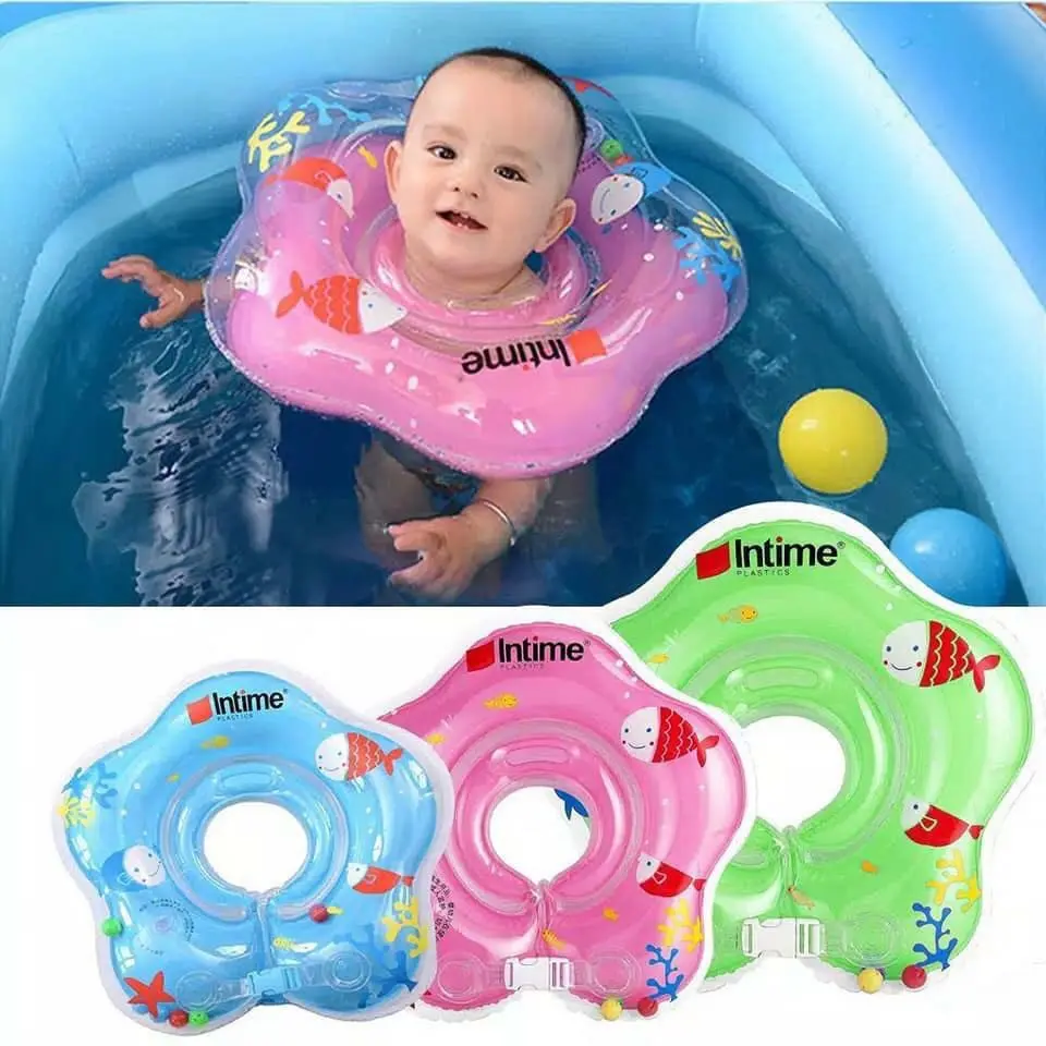 Phao bơi đỡ cổ cho bé sơ sinh nhiều màu kèm chuông và tay vịn Sport