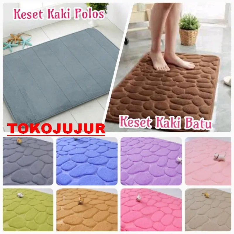 COD Keset Kaki Anti Slip Bahan Memory Foam Keset Kamar Mandi Serap Air Menyerap Karpet Kesed Polos Batu Spons licin