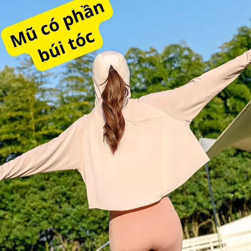 Áo chống nắng nữ dáng lửng chống tia cực tím UPF50+ chống tia UV chất lụa nhẹ, thoáng mát free size đến 70kg 2