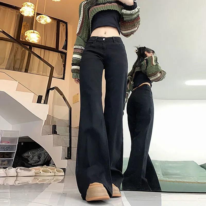Product Introduction of Quần Jean Ống Loe Cho Nữ, Hàng Mới Về Thu Đông Năm 2025, Màu Đen Rửa, Cạp Thấp, Ôm Vừa Vặn, Dài Đến Sàn Dễ Phối Đồ, Quần Đáy Chuông 5