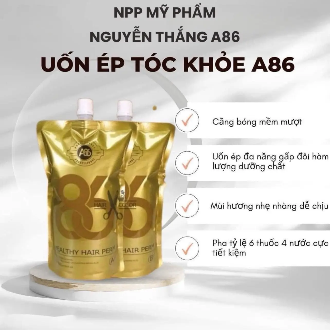 Thuốc duỗi tóc A86 (A-C) cho tóc khỏe và trung bình - Nồng độ PH 9.5 Nữ