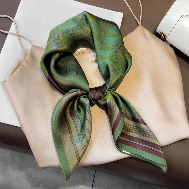 Khăn Quàng Vuông In Lụa Giả Thời Trang Và Thoáng Khí Dây Buộc Tóc Đa Năng 27,55 inch Dành Cho Nữ 1 Chiếc WJ1026-336