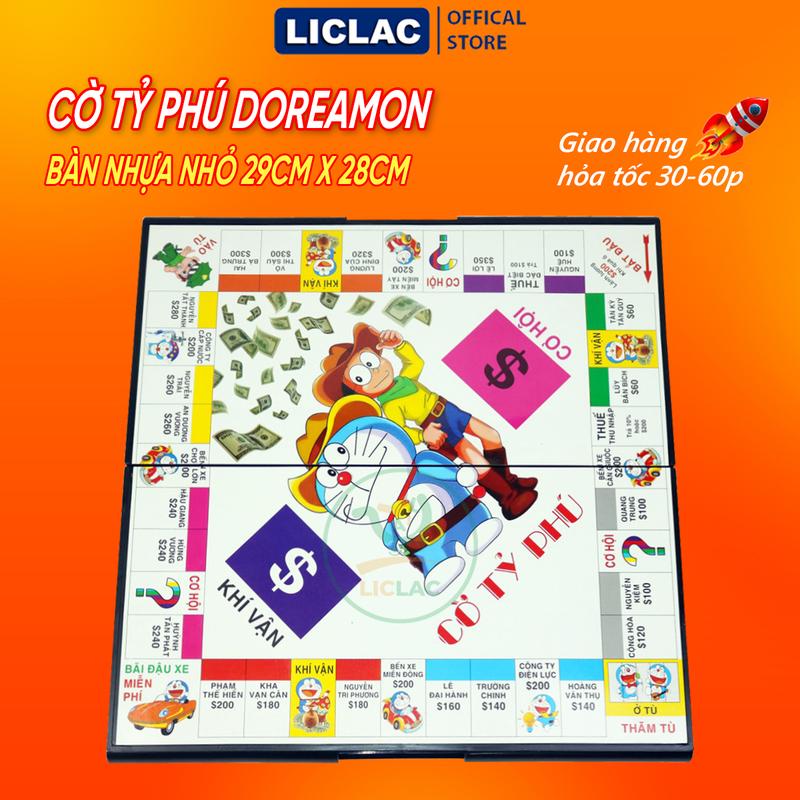 Bộ cờ Tỷ Phú Doreamon Bàn Nhựa Nhỏ chất liệu an toàn, Trò Chơi Board Game Monopoly Địa Danh Việt Nam