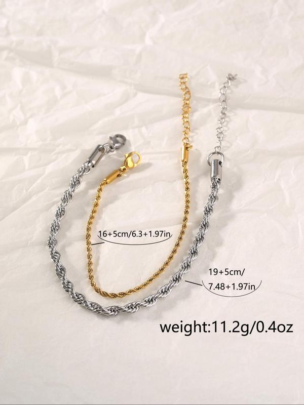 Stainless Steel Twist Design Bracelet, Fashionable Jewelry for Couple, Trendy All-match & Exquisite Jewelry for Birthday Gift, Valentine's Day, Gift 1