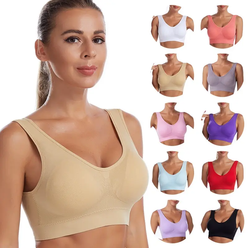 S-6XL Plus Size Women's Sports Bra Wireless Gathered Vest-style Beauty Back with Pad Running Yoga Bra