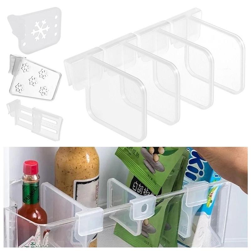 Product Introduction of 1Pcs/1Set New Fridge Side Door Refrigerator Partition Board Kitchen Accessories Separating Storage Shelf Bottle Can Organizer Plastic Divider Clip 15