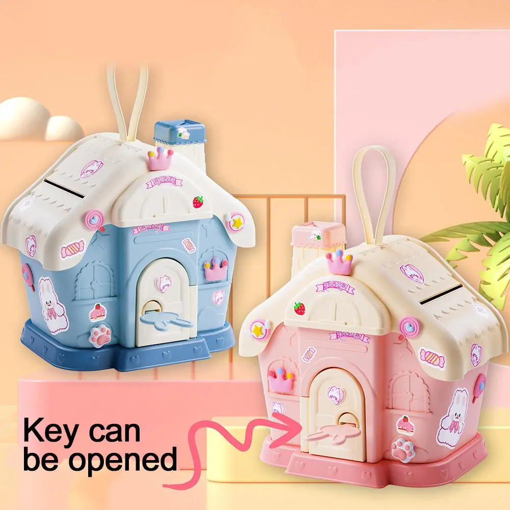 Hộp Tiết Kiệm Tiền Ngân Hàng, Thiết Kế Hoạt Hình Tự Làm, Phong Cách Kawaii, Dung Tích Lớn, Hộp Đựng Dễ Thương, Thích Hợp Cho X7Z6 Ngân Hàng Chìa Khóa, Chủ Đề Nhà