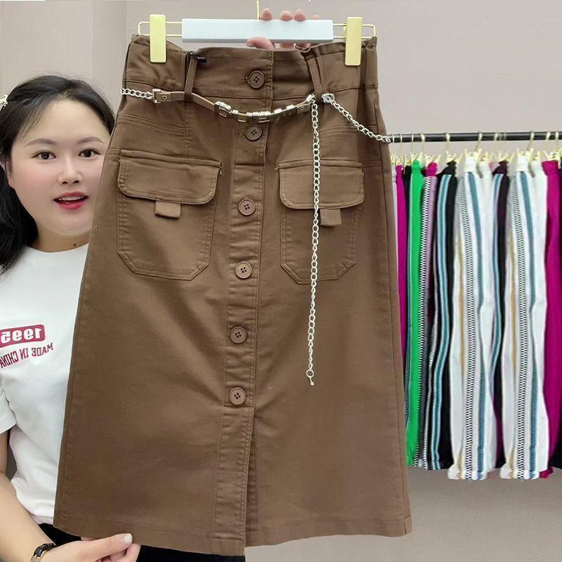 Chân Váy Dài Trung Bình Phong Cách Hàn Quốc, Hàng Châu Âu, Dành Cho Nữ, Hàng Mới Về, Một Hàng Cúc, Xẻ Tà, Chân Váy Chữ A Ôm Sát, Thích Hợp Cho Mùa Xuân Và Mùa Thu, 2024 2