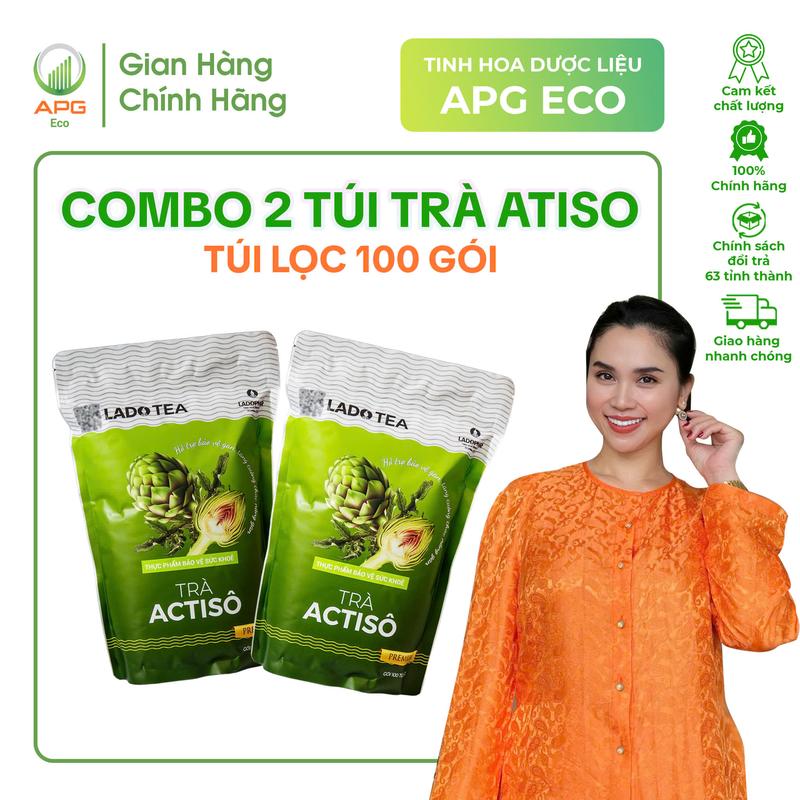 Combo 2 Túi Trà Atiso Ladophar, Gói Zip 100 túi lọc