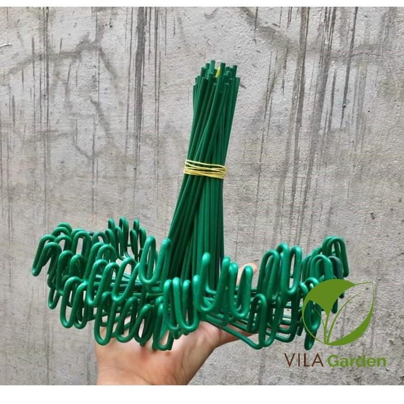 Que kẹp chậu giữ lan - nẹp chậu - ghim chậu loại chưa uốn độ dài 28-30cm (bọc nhựa) (VILA Garden) 5