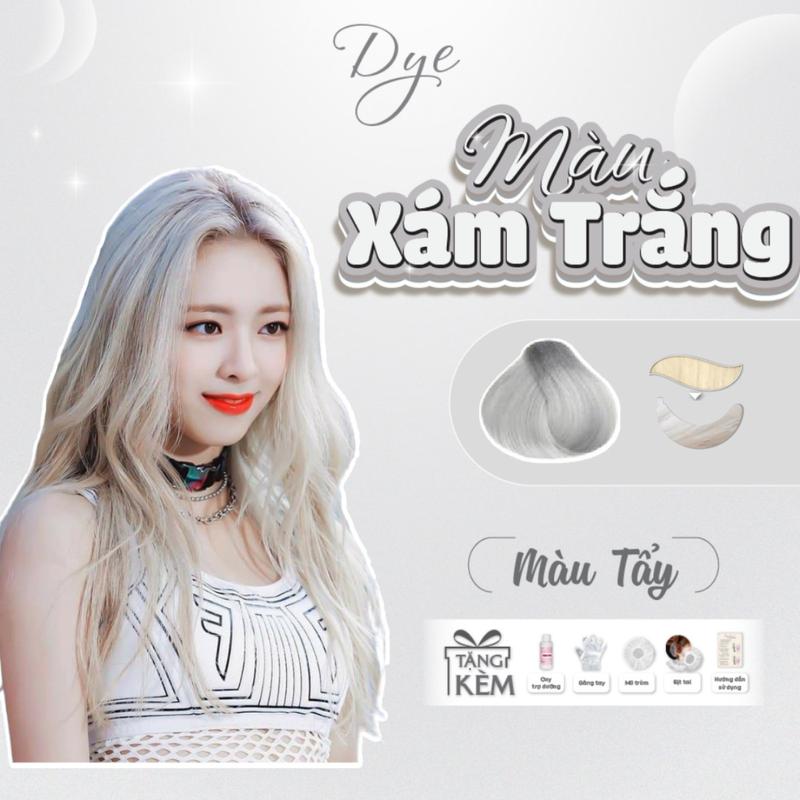  Màu nhuộm tóc Xám Trắng cần tẩy Dye Hair tặng kèm oxi trợ nhuộm và bao tay  Bền màu Hữu cơ Đổi Màu Tóc Dưỡng Tóc 