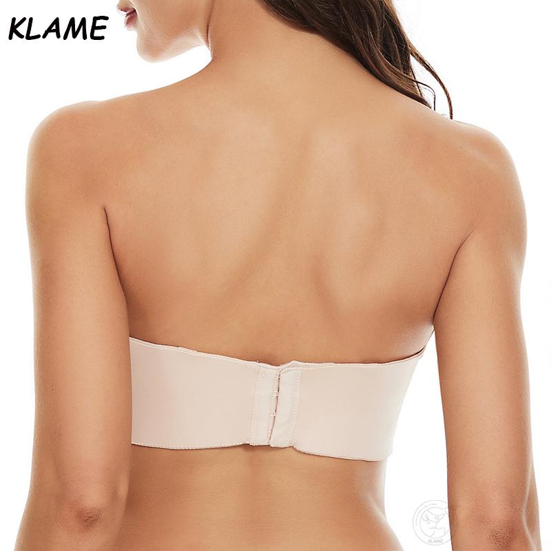 KLAME 34-44BCDEFG Plus Size Bra For Women Detachable-Strap Bandeau Bra Female Strapless Bras High Quality 3/4 Cup Bralette Sexy Breathable Thin Cup Brassiere Lingerie YML848 3