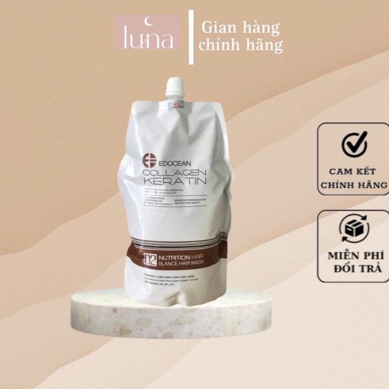 Hấp dầu kem ủ phục hồi tóc siêu mềm mượt Edocean Collagen & Keratin Mask 1000ml 0