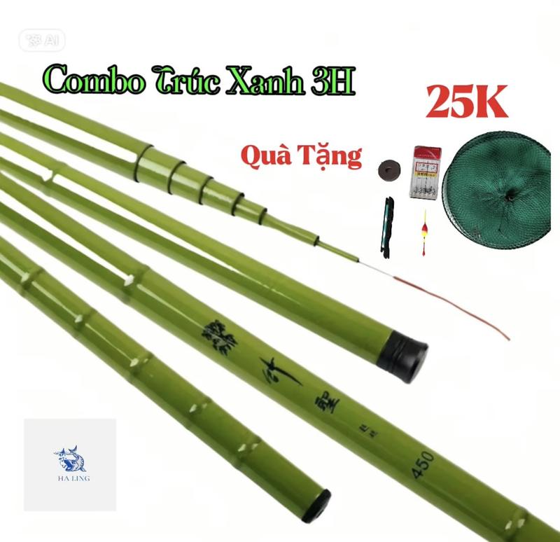  Cần câu tay Trúc Xanh 3h full xanh như hình Carbon Tặng kèm phụ kiện đầy đủ đi câu Bắt Cá Fishing máy  câu Chống Trơn 