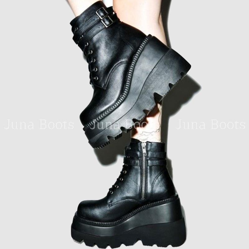  Giày Boots Đế Bánh Mì Cao Hách Dáng - Giày Bốt Harajuku Rock Dark   Hàng Loại 1   