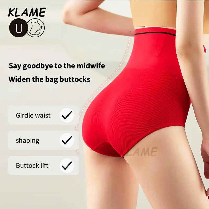 KLAME M-XL Plus Size Underwear High Waist Tummy Control Butt Lift Body Shaping Women's Thin Underwear KLM514